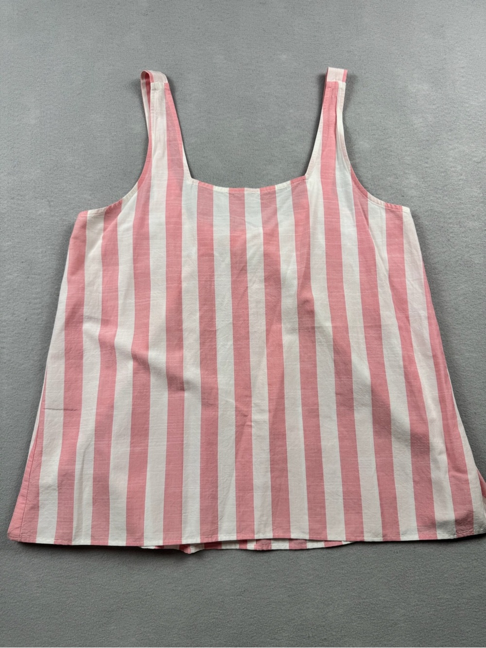 Ann Taylor LOFT Pink White Stripes Tank Smocked Bow Tie Medium Preppy Coquette